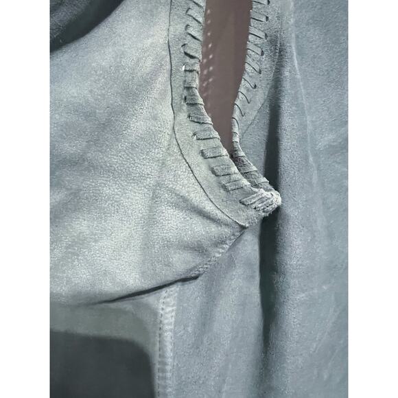 Lauren Ralph Lauren Vest Womens Medium Western Whipstitch Suede Teal Green - Picture 7 of 8